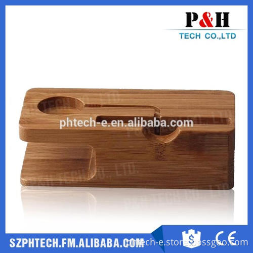 Hot sale desktop wooden phone holder for watch mobile phone, wood phone stand